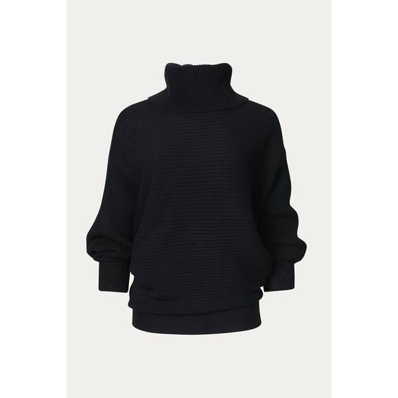 NEW MELODY FASHION oversized ribbed-knit turtleneck sweater in black - Picture 1 of 1